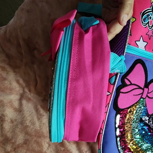 Girls Jojo Siwa Rainbow Sequined Full Size Backpack & Lunchbox Bag Set NWT - Picture 6 of 16